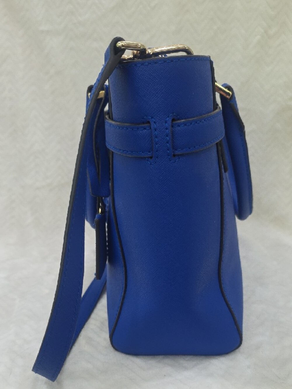 Michael Kors Royal Blue  Structured Handbag with Gold Hardware - Picture 6 of 11